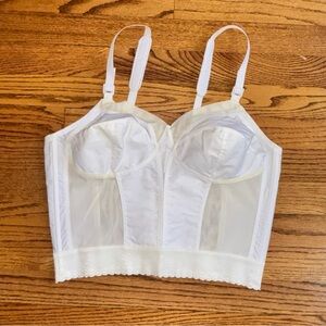Vintage 80s Sears White Corset Bra 38B Pin Up Sexy Lingerie Long Line #48644